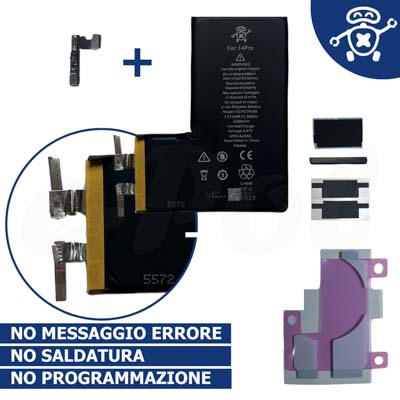 Batteria SOLO CELLE per Apple iPhone 14 PRO NEW TECHNOLOGY by e-Pol + flex tag-on ®